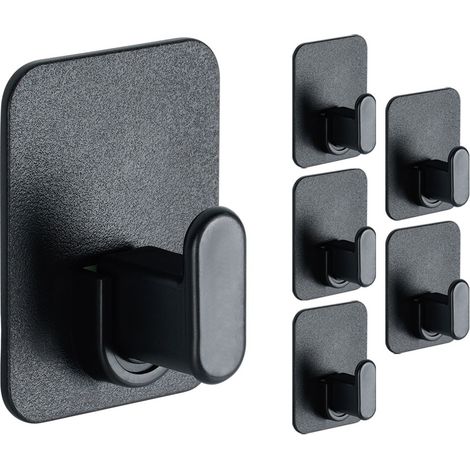 Ganci appendiabiti autoadesivi neri 5x6,5 cm, 6 pezzi. (1/5)