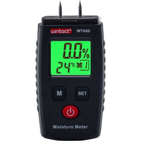 Testeur Humidité, Détecteur d'Humidité à Broche avec 5 Modes, Écran LCD avec rétroéclairage vert, Détecteur de Moisissures pour Bois et Matériaux de Construction.,de (1/4)