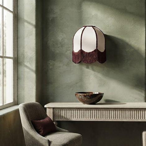 Aplique de Pared Blanco con Flecos Burdeos  Serie IRIS II (1/5)