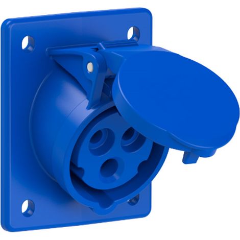 Base industrial trascuadro inclinada 2P+T (16A 230V) IP44/IK09 7x8,5x8,5cm color azul