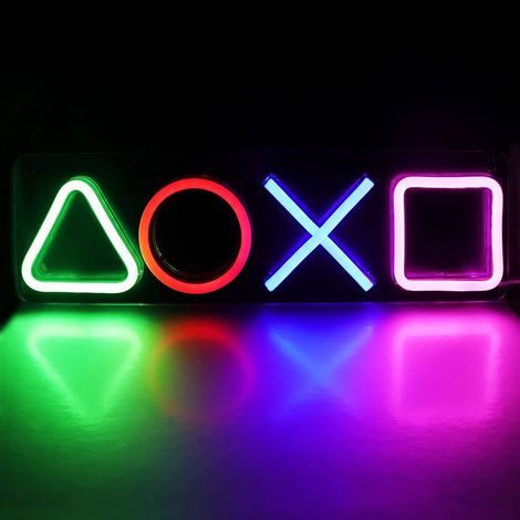 PlayStation LED-Neonlampe 42 x 12,5 cm – 4 Farben – Dekorative USB-Beleuchtung – Ideal für Schlafzimmer und Spielzimmer – Lts Fafa (1/5)