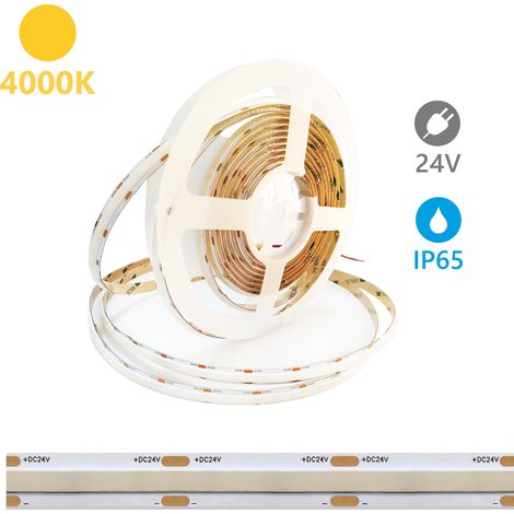 Ruban LED Alcapower SOB IP65 5m 4000K 24V 15W/m 2100lm/m Haute Efficacité IRC90 Bande LED Professionnelle Éclairage Intérieur Extérieur Étanche SEO (1/3)