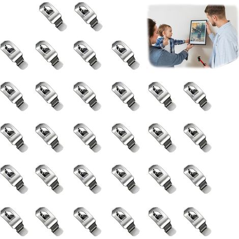 30 clips métal à ressort pour cadres photo, tableaux, miroirs et œuvres d'art. (1/5)
