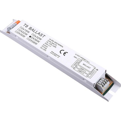Ballast électronique pour lampe T8 linéaire fluorescente (2 x 36 W) pour la maison ou le bureau. (1/5)