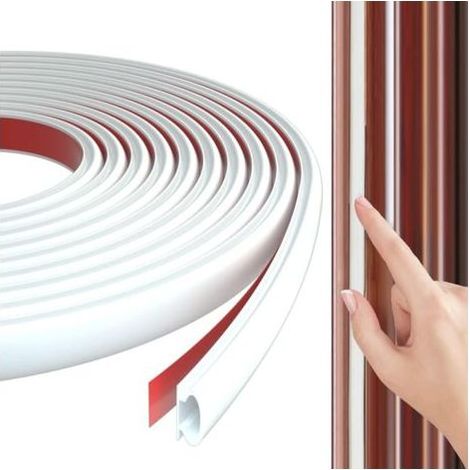8m Blanc Type D Joint Porte Fenetre Isolation Thermique et Phonique,Bande D'étanchéité TPE Autocollante en Caoutchouc,Bande Calfeutrage PVC Porte Voiture,Convient aux Joint de Porte de 9 mm (1/5)