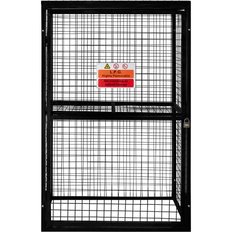 Cage Métallique Acier Galvanisé - 57 x 116 x 184cm - Rangement Bouteilles de Gaz Butane Propane - Intérieur Extérieur - Coffre Sécurisé 6 x 19KG / 2 x 47KG [Autocollant Sécurité,Cadenas & Clés INCLUS]