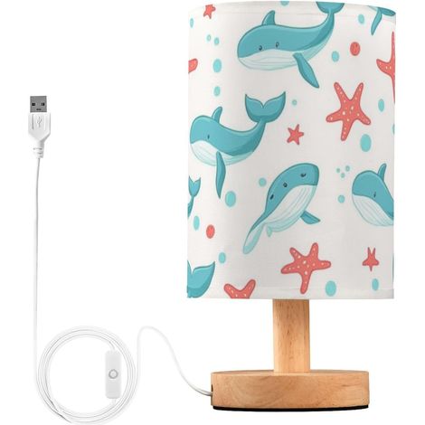 Kcldeci Lampe de chevet en forme baleines rouges pour chambre à (1/5)