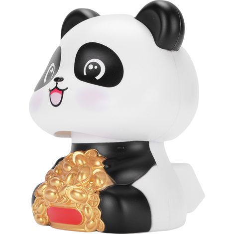 Figurine de panda solaire à tête oscillante, décoration de tableau de bord de voiture, porte-bonheur, panda aux yeux ouverts pour enfants et maison (1/5)