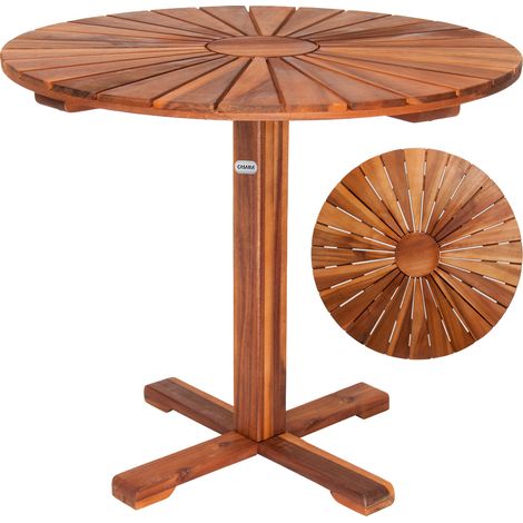 Casaria – Table de jardin ronde en bois d'acacia huilé Ø 70,5cm – Résistante aux intempéries – Pour balcon et terrasse – Hauteur 71,5cm brun