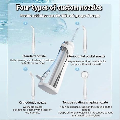 Hydropulseur sans fil portable, 3 modes, kit étanche rechargeable, adapté à une utilisation à domicile et en voyage. (1/3)