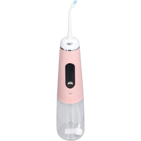 Nettoyeur de dents électrique étanche IPX7, buse rotative à 360°, 3 modes, 4 embouts, rechargeable par USB, hydropulseur buccal rose (1/5)