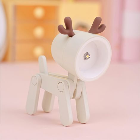 Lampe Table Animal Mignon LED [Plastic, Beige, 3x6x8cm] - Lampe de Bureau Réglable avec Support pour Smartphone - Lumière Douce pour Chambre (1/5)