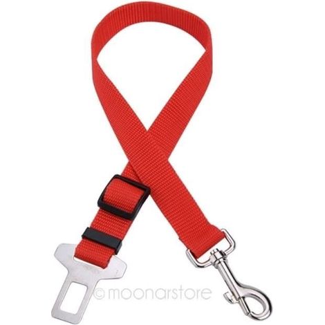 Laisse Ceinture de Sécurité pour Chien Chat Animaux de Compagnie Promenade pour les Sièges de Voiture Auto Accessoire Rouge 43.5cm-6 (1/3)