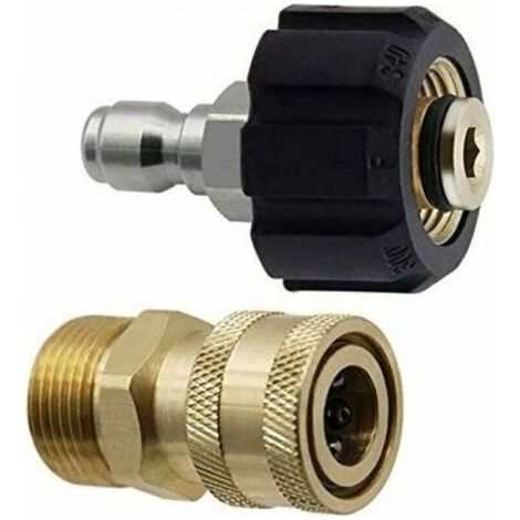 M22-14 Ensemble d'adaptateurs pour nettoyeur haute pression, adaptateurs pivotants 3/8 à connexion rapide, pistolet à eau haute pression mâle, kit de raccord de tuyau d'arrosage (1/5)