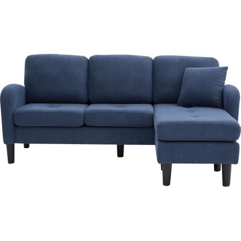 Canapé d'angle en L 3 places avec chaise longue en tissu velours côtelé, structure robuste, 166 x 118 x 77 cm (1/5)