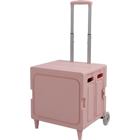 Chariot à roulettes pliable, rangement facile, grande capacité de charge, multifonctionnel, pliable et portable, avec boîte à roulettes rouge (1/5)