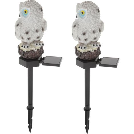 2pièces Lampe Led Solaire Résine Forme Hibou Avec Piquet Lampe Solaire Pour (1/5)