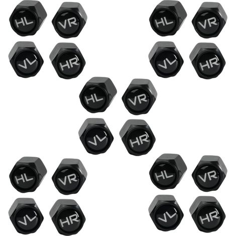 Lot de 20 bouchons de valve de voiture pour voitures, motos, vélos et plus encore, avec joint d'étanchéité (noir) (1/5)