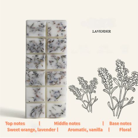 Cubes parfumés artisanaux, à base de cire de soja et d'extraits végétaux, recharge pour brûleur à parfum (12 cubes / environ 72 g) - Lavande (1/5)