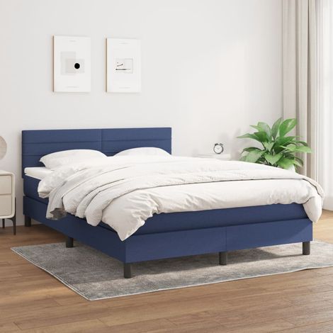 Boxspringbett mit Matratze Blau 140x200 cm Stoff (1/5)