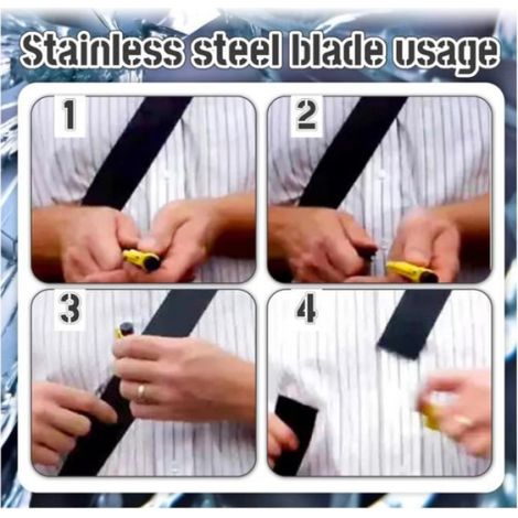 Lot de 4 outils de sauvetage brise-vitre et coupe-ceinture en acier inoxydable pour sécurité et intervention d'urgence (1/4)