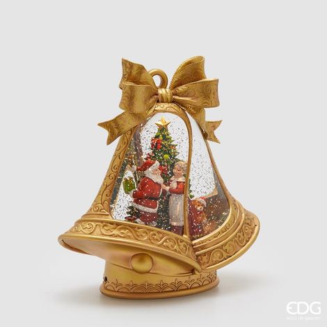 EDG Carillon Campana Natalizia Con Led Resina e Vetro Oro