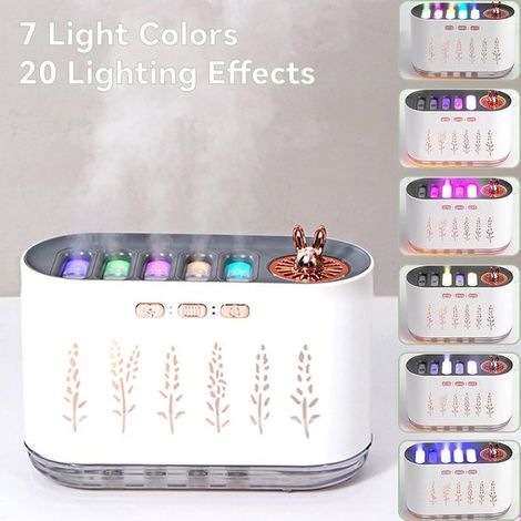 Umidificatore con 5 bocchette e nebulizzazione fredda,diffusore di oli essenziali da 700 ml,spegnimento automatico,ufficio domestico (verde) (1/4)