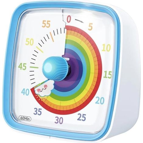 Visueller 60-Minuten-Timer mit Nachtlicht, Countdown-Timer und Pomodoro-Timer mit Regenbogenmuster für Kinder und Erwachsene (1/4)