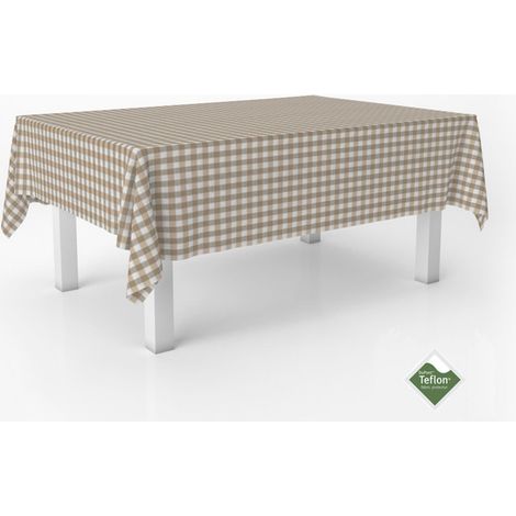 Nappe Vichy Carreaux Moyens rectangulaire 180x140 cm Taupe (1/5)