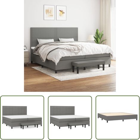 The Living Store Boxspringbett mit Matratze Dunkelgrau 200x200 cm Stoff - Boxspringbett - Doppelbett - Bettenrahmen - Schlafsystem - Polsterbett (1/5)