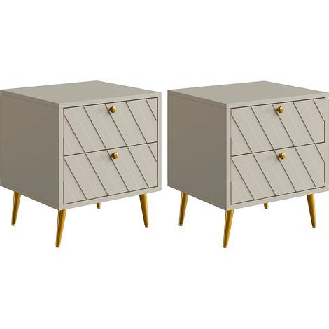 Comodino 2 cassetti Beige - Lotto di 2 - TEODA (1/5)