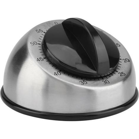 (Silberner) Küchentimer – TBEST – Edelstahl – 60 Minuten – Mechanisch – Rostfrei