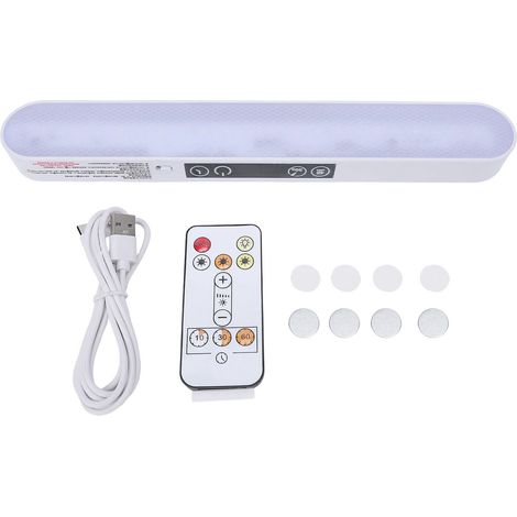 Barre lumineuse de bureau magnétique avec crochet de minuterie à distance et affichage LED, éclairage sans fil sous l'armoire pour dortoir, placard, lit superposé, 3 couleurs, variable, rechargeable
