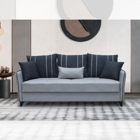Divano letto contenitore grigio chiaro 210x94x80 (1/4)