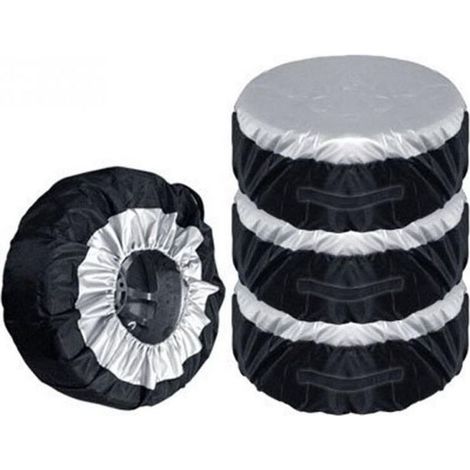 LAN Taille S : 65 x 37 cm (2 pièces)Tout noirHousse de roue de secours en tissu Oxford 210D, protection de pneu, sac de rangement étanche pour housse de roue de secours (1/5)