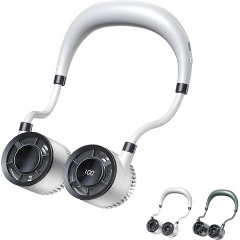 Ventilateur Tour de Cou Rechargeable 1500mAh, Ventilateur Sans Lame-Blanc (1/5)