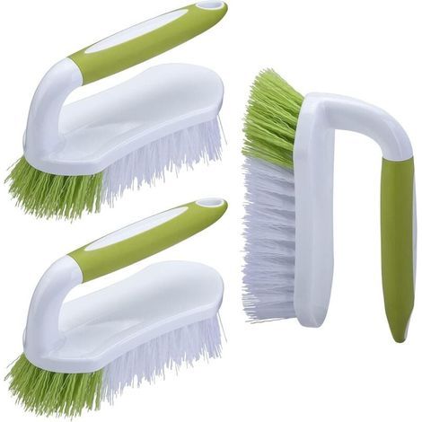 Brosse à récurer, brosses à récurer robustes pour le nettoyage avec prise confortable pour douche, salle de bain, évier, cuisine, baignoire, nettoyage des sols, 3 pièces (1/4)