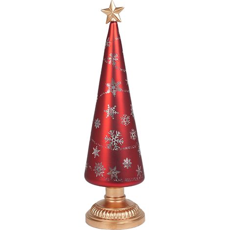 ARPIMEX Alberello di Natale con Luci 36 Cm Vetro Rosso Oro