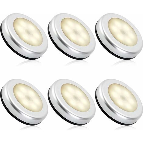 Veilleuse detecteur de mouvement intérieur,lampe led detecteur de mouvement pile pour escaliers, Eclairage LED Placard Armoire Couloir chambre enfant Auto ON / OFF 3M Adhésif (6pcs,blanche chaude) (1/5)