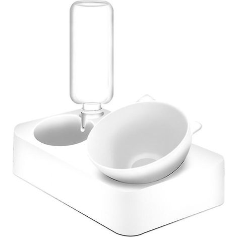 Gamelle double surélevée pour chat et chien avec distributeur automatique d'eau et fontaine intégrée (1/5)