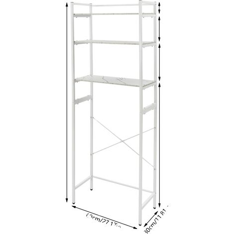 Estantería de baño, diseño vintage, estructura de 3 niveles, color blanco. (1/2)