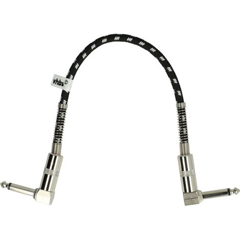 vhbw cavo patch 30 cm per pedaliera per chitarra - con jack da 6,35 mm, guaina intrecciata, argentato / bianco