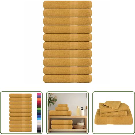 vidaXL Baumwolltuch - Saunatücher FROGN 10 Stk. Gold 80x200 cm 360 g/m² (1/5)