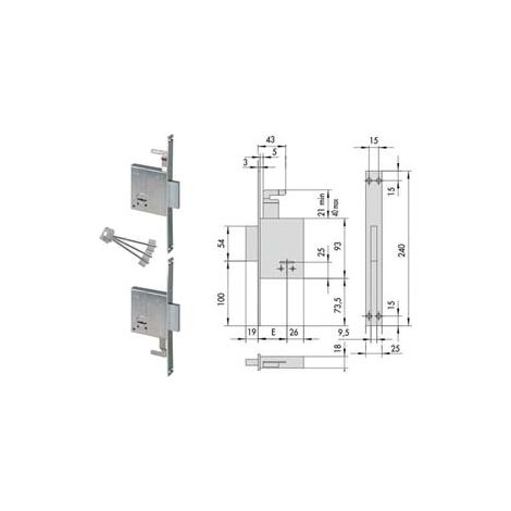 Serrature Accoppiate da Infilare Doppia Mappa 57230 50 mm Gambo Chiave 60