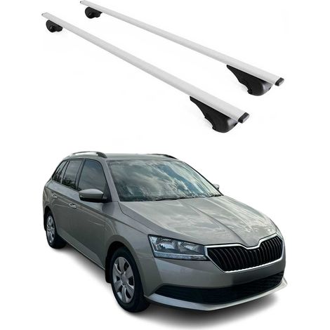 OMAC Barres de toit pour Skoda Fabia III Break 2014-2021 – TÜV / DIN 75302:2019 – Antivol inclus – Charge max 75 kg – 2 barres Argent (1/4)