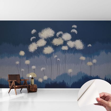 Papier peint autocollant adhésif décoratif avec motifs pour salon et chambre a motif Pissenlits blancs 416x254 cm (1/5)