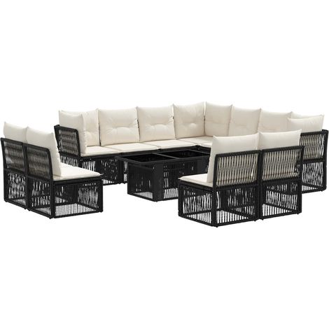 Conjunto de sofás de jardín 12 uds. Negro ratán sintético vidaXL (1/5)