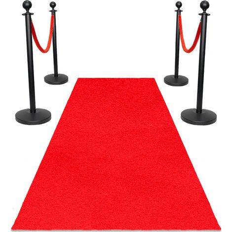 Pacchetto d'ingresso Grande apertura - Tappeto rosso Torrance 1x3 m - 4 aste nere incl. cavo rosso (1/5)