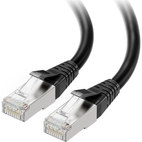 Câble Ethernet Cat 8 - 15,2 m - Blindé S/FTP - 40 Gbit/s - Noir - Pour Jeu Et Data (1/5)
