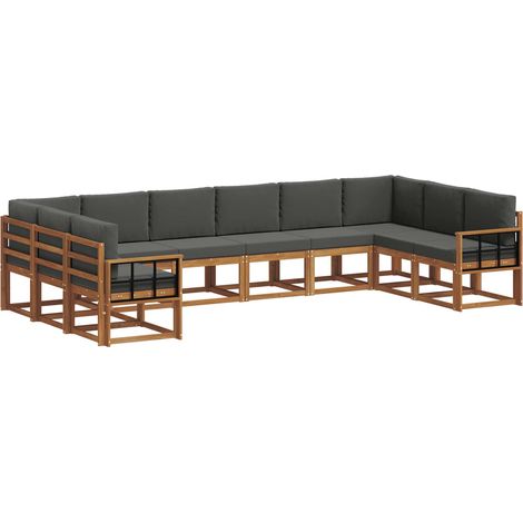 Conjunto de sofás de exterior 10 uds. Natural y Antracita vidaXL (1/5)